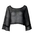 thumbnail image 1 of Ropa Playa Ocean Pacific para Mujer Blusa Corta Crochet Manga Larga Acampanada Negro Talla G, 1 of 4
