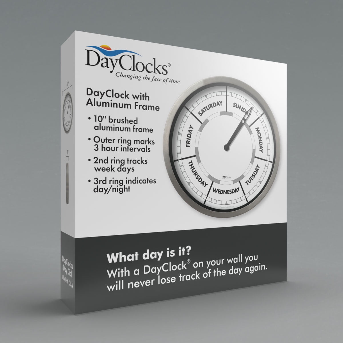 DayClocks Day-of-the-Week Wall Clock with 10" Aluminum Frame
