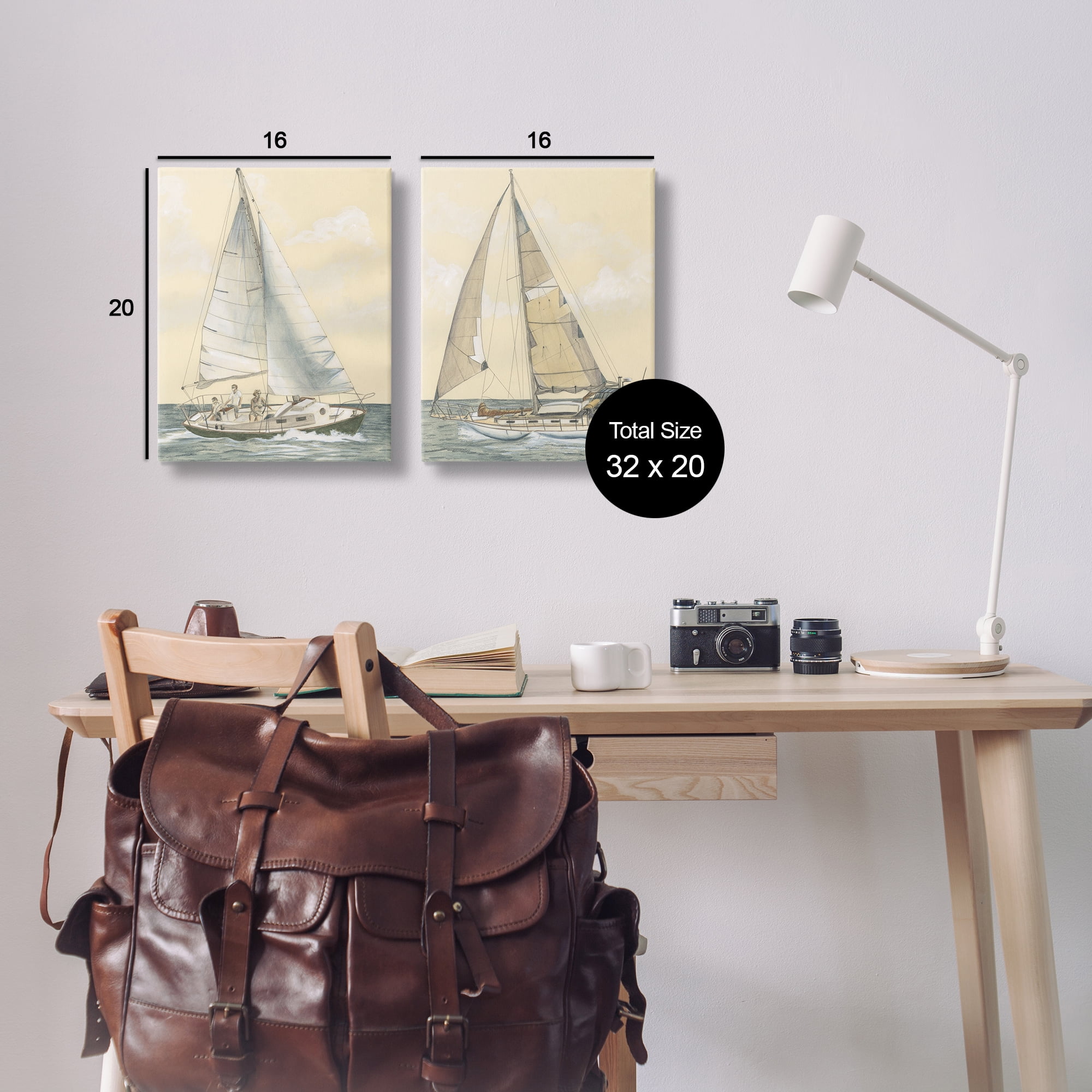 Stupell Industries Sailboat Crew At Sea People Painting Wrapped Canvas Art Print Wall Art, 16 x 20, Set of 2