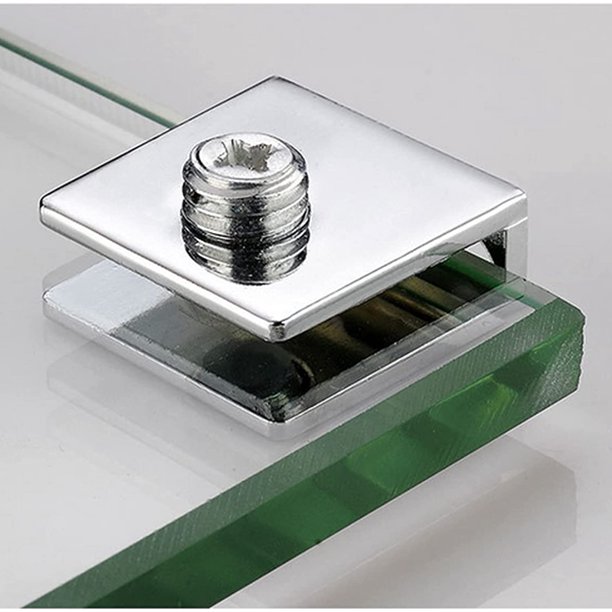 4 abrazaderas de vidrio, abrazadera de soporte de aleación de zinc, abrazadera de vidrio ajustable para montaje en pared, abrazaderas de soporte de estante de vidrio con silicona antideslizante, para vidrio de 7-10 mm de espesor LingWen 1327534161229
