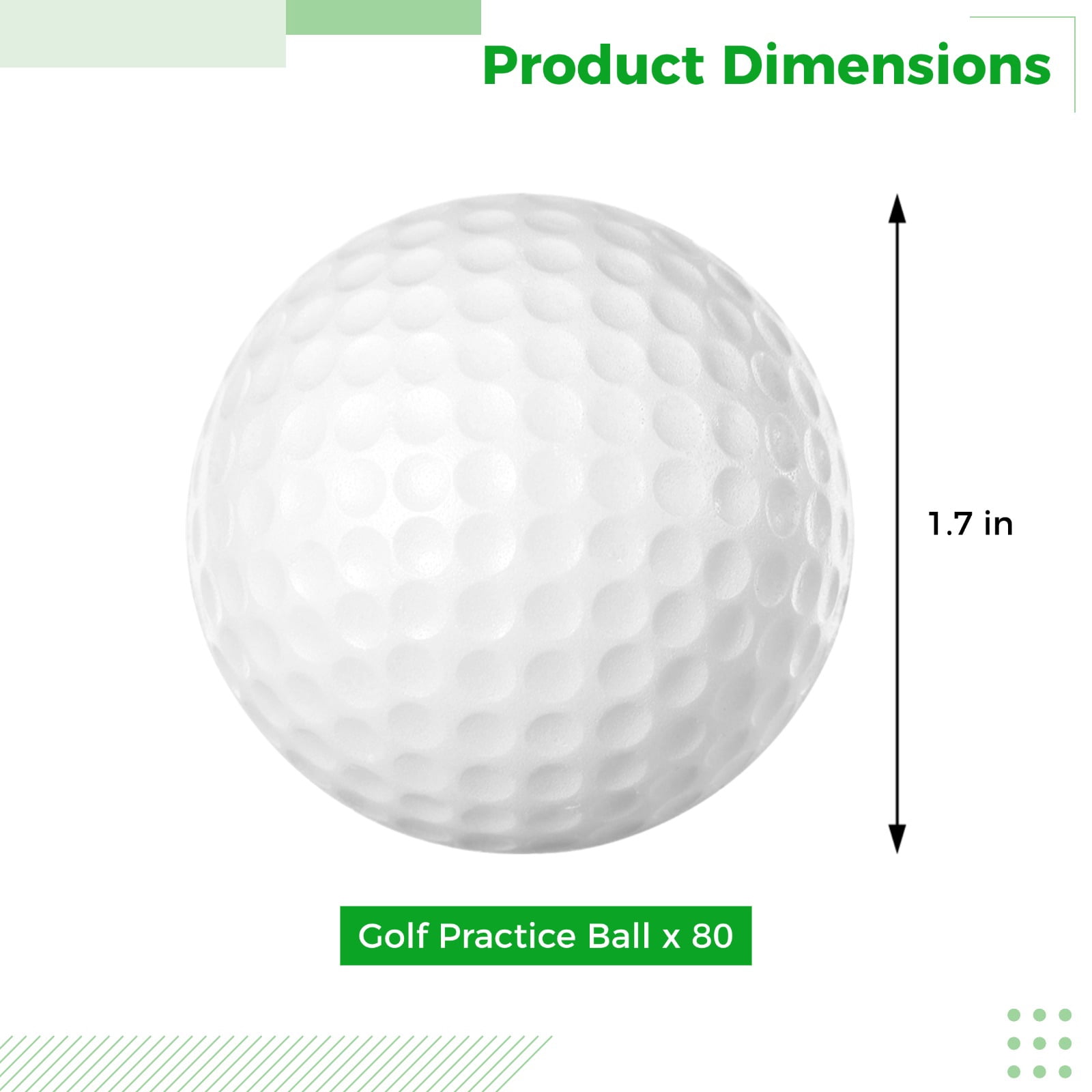 80PCS Golf Practice Balls, PU Foam Soft Golf Balls for Indoor and Outdoor Training, White 1.7" Diameter Ideal for Golf Beginners Quality Golf Swing Training