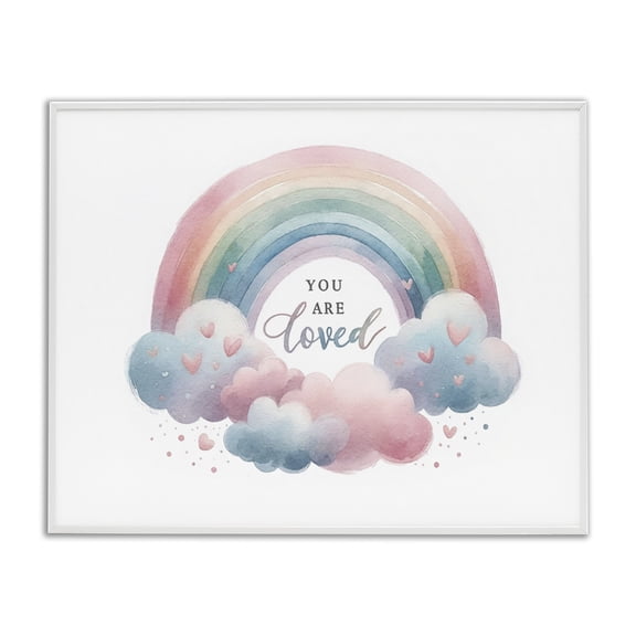 Stupell Industries Contemporary Loved with Pastel Rainbow White Framed Giclee Art, 30 x 24, by Amanda Greenwood