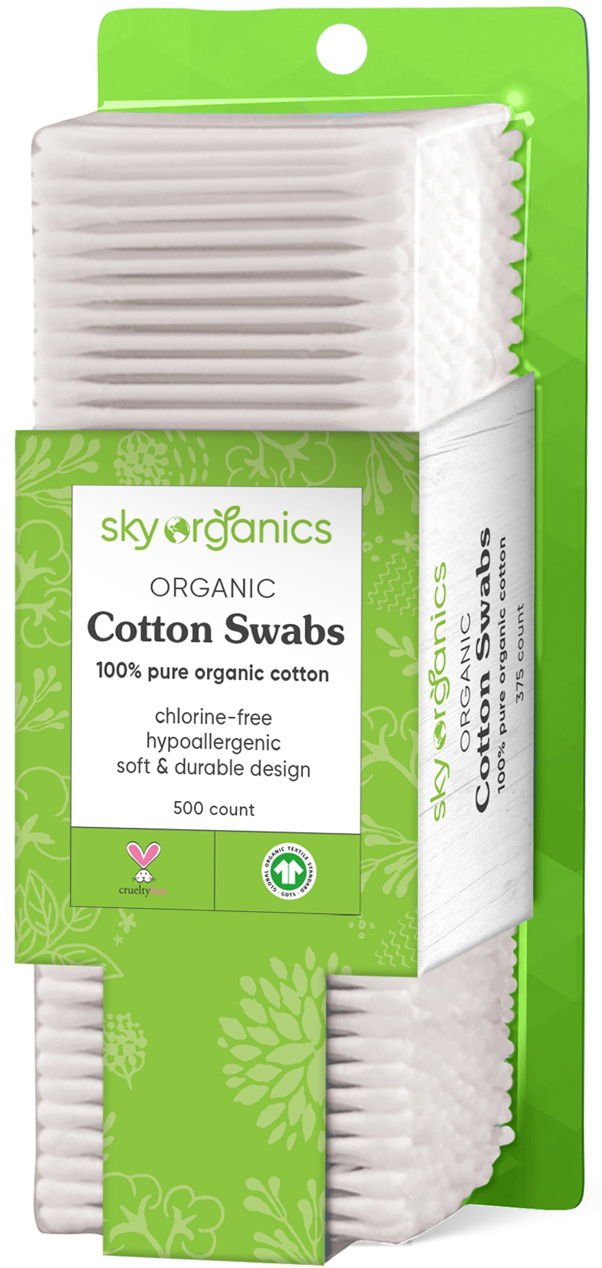 Sky Organics Cruelty-Free 100% Biodegradable Cotton Swabs, 500 ct