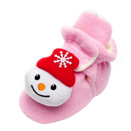 

jsaierl Christmas Toddler Kids Baby Girls Boy Plush First Walk Slip-On Keep Warm Shoes