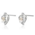 thumbnail image 3 of 14K Solid White Gold Topaz Diamond Heart Stud Earrings April Birthstone Jewelry, 3 of 10