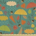 thumbnail image 1 of Acorn Fabric by the Yard, Cartoon Autumn Weather Themed as Rain Clouds Umbrellas Fallen Leaves Berries, Decorative Upholstery Fabric for Chairs & Home Accents, 3 Yards, Multicolor by Ambesonne, 1 of 4