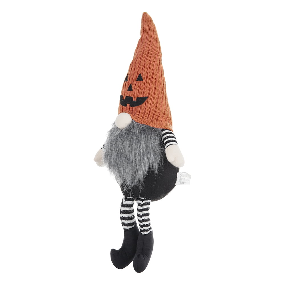 Large Fabric Sitting Jack-O-Lantern Gnome 23.5 Inch Halloween Decor Tabletop Shelf Display