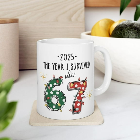 6 7 Funny Christmas 2025 Mug, Holiday Coffee Cup Ceramic Mug For Teacher, Sarcastic Xmas Co-Worker Mug,