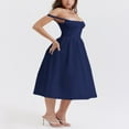 thumbnail image 3 of Robe Midi Sans Manches d'Été pour Femmes, Couleur Unie, Taille Haute, 3 of 7