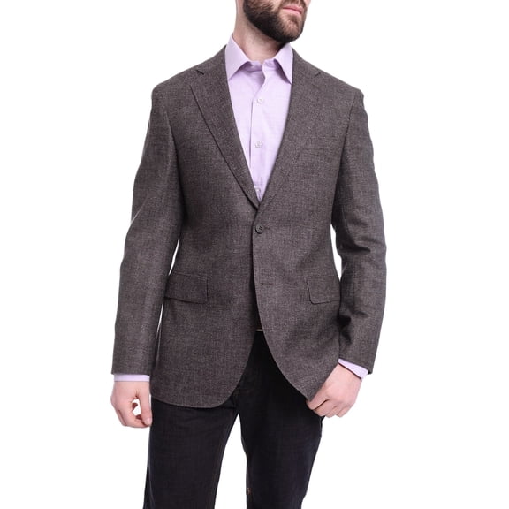 Napoli Slim Fit Purple Textured Two Button Half Canvassed Wool Blazer Sportcoat