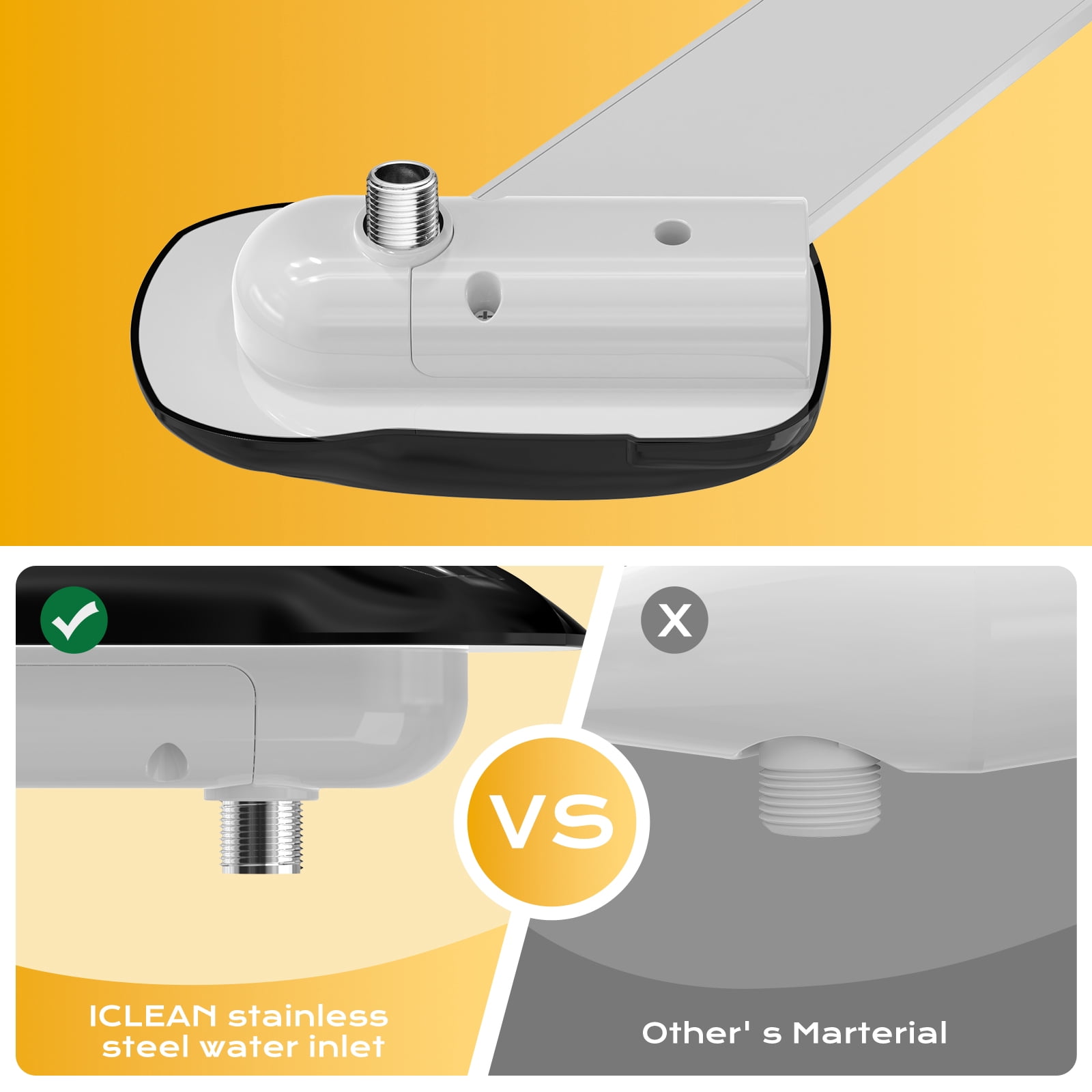 Couradric Bidet Attachment: Dual Nozzle , Hidden Nozzle, Adjustable Water Pressure- Black