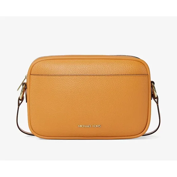 Michael Kors Jet Set Large Pebbled Leather Camera Crossbody Bag Honeywheat