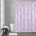 thumbnail image 5 of Pink Boho Shower Curtain for Bathroom, Vintage Leaf Abstract Flower Branch Pattern Waterproof Cloth Fabric Bathroom Accessories Set with 12 Rust Proof Plastic Hooks, 36"x72", 5 of 9