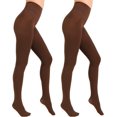 thumbnail image 3 of 2 Pairs Women's Solid Color Tights 80D, Soft Opaque Microfiber Tights, 3 of 5