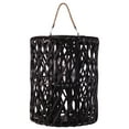 thumbnail image 3 of Urban Trends Collection 55000 Wood Cylindrical Lantern with Rope Handle, Black - Large, 3 of 3