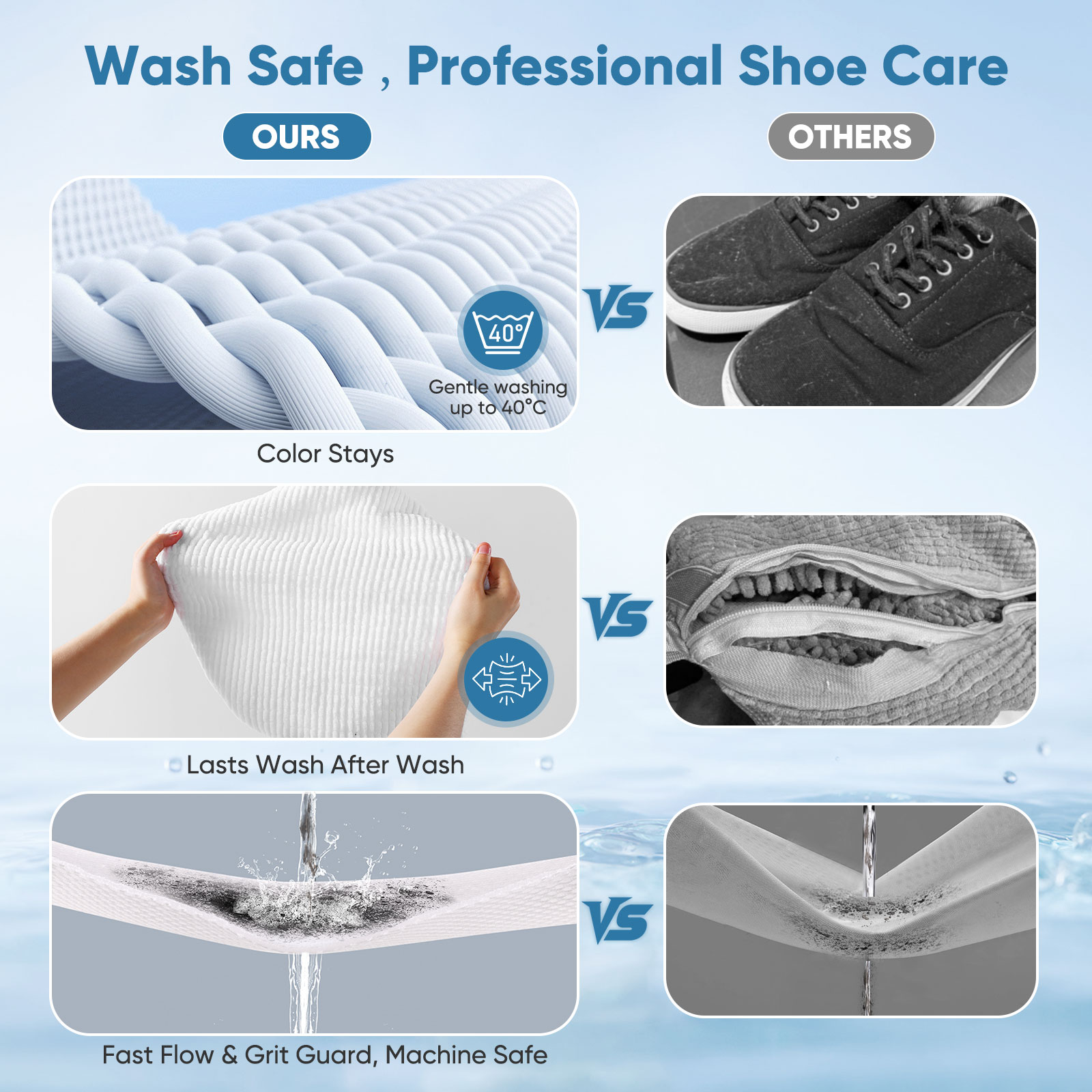 Avoalre Shoe Washing Bag for Washing Machine, Deep Cleaning Laundry Shoe Bag with Shoe Tree, Durable & Reusable for Various Shoes