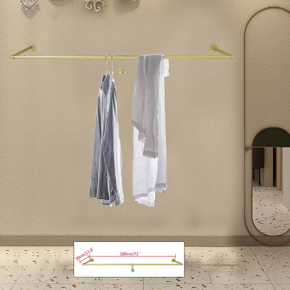 MIDUO Gold Wall Mounted Clothes Display Rack 71" Pipe Clothing Rack
