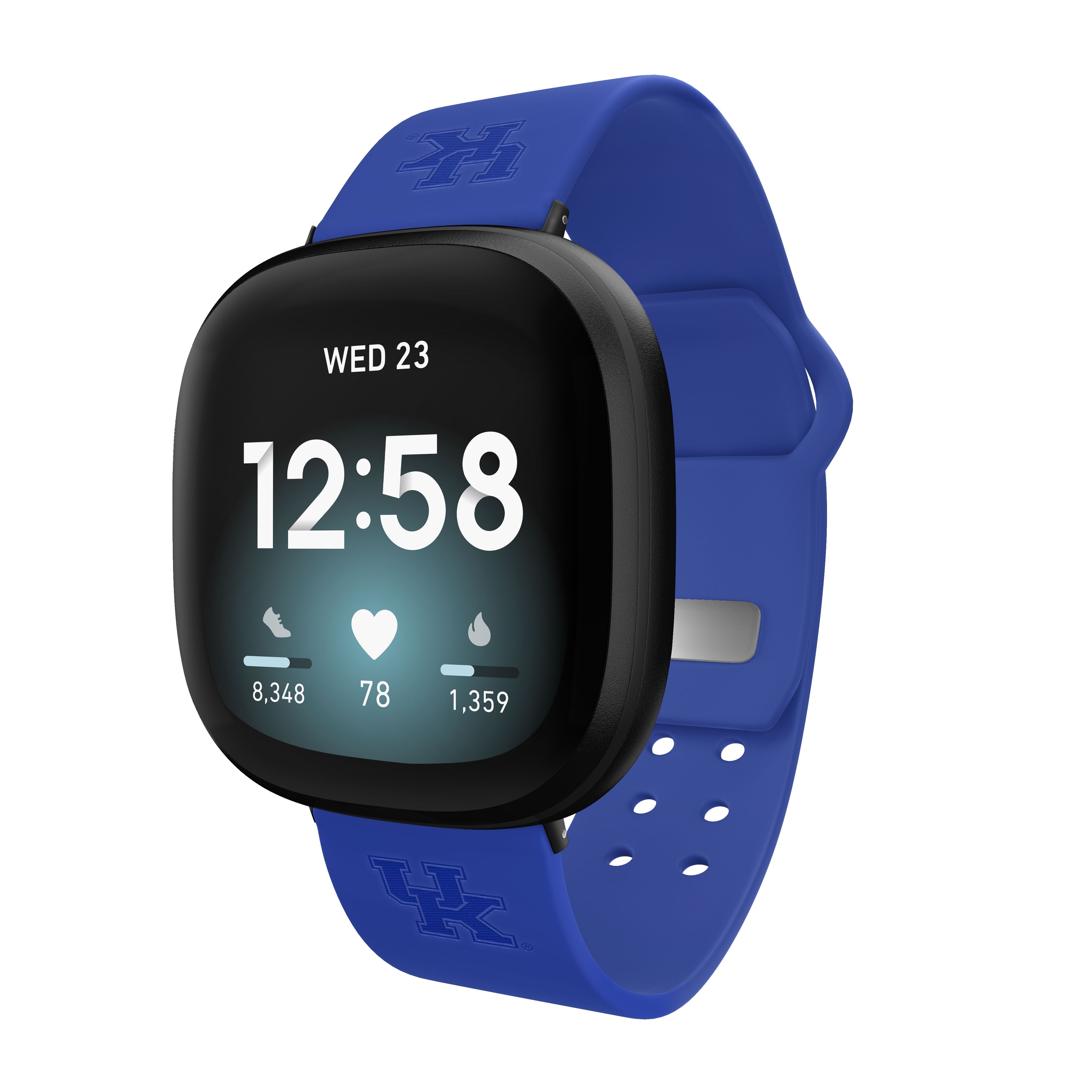 Kentucky Engraved Silicone Unisex Watch Band for Fitbit Versa 3 and Sense (Blue) by Affinity Bands