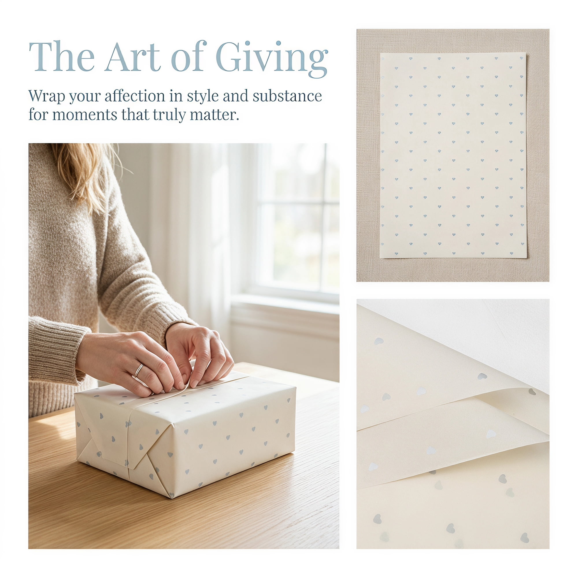 Unique Bargains 20Pcs Heart Pattern Gift Wrapping Paper White Silver 27.6" x 19.7"