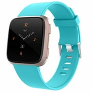 WASPO For Fitbit Versa 2 Band/Versa Band/Versa Lite/SE Smartwatch Weatproof Lightweight Soft Silicone Strap Flexible Wristband Adjustable Classic Black for 6.7-8.1"Wrist