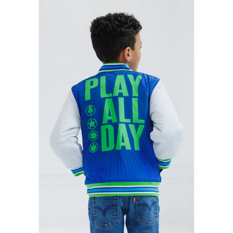 Disney Toy Story Woody Buzz Lightyear Rex Zip Up Varsity Bomber