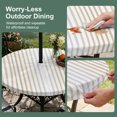 thumbnail image 5 of Round Outdoor Tablecloth with Umbrella Hole and Zipper, Ombre Beige Grey Striped Tablecloth with Elastic Waterproof, Farmhouse Modern Stripes Patio Table Covers for 36" - 44" Picnic Pool Tables, 5 of 9