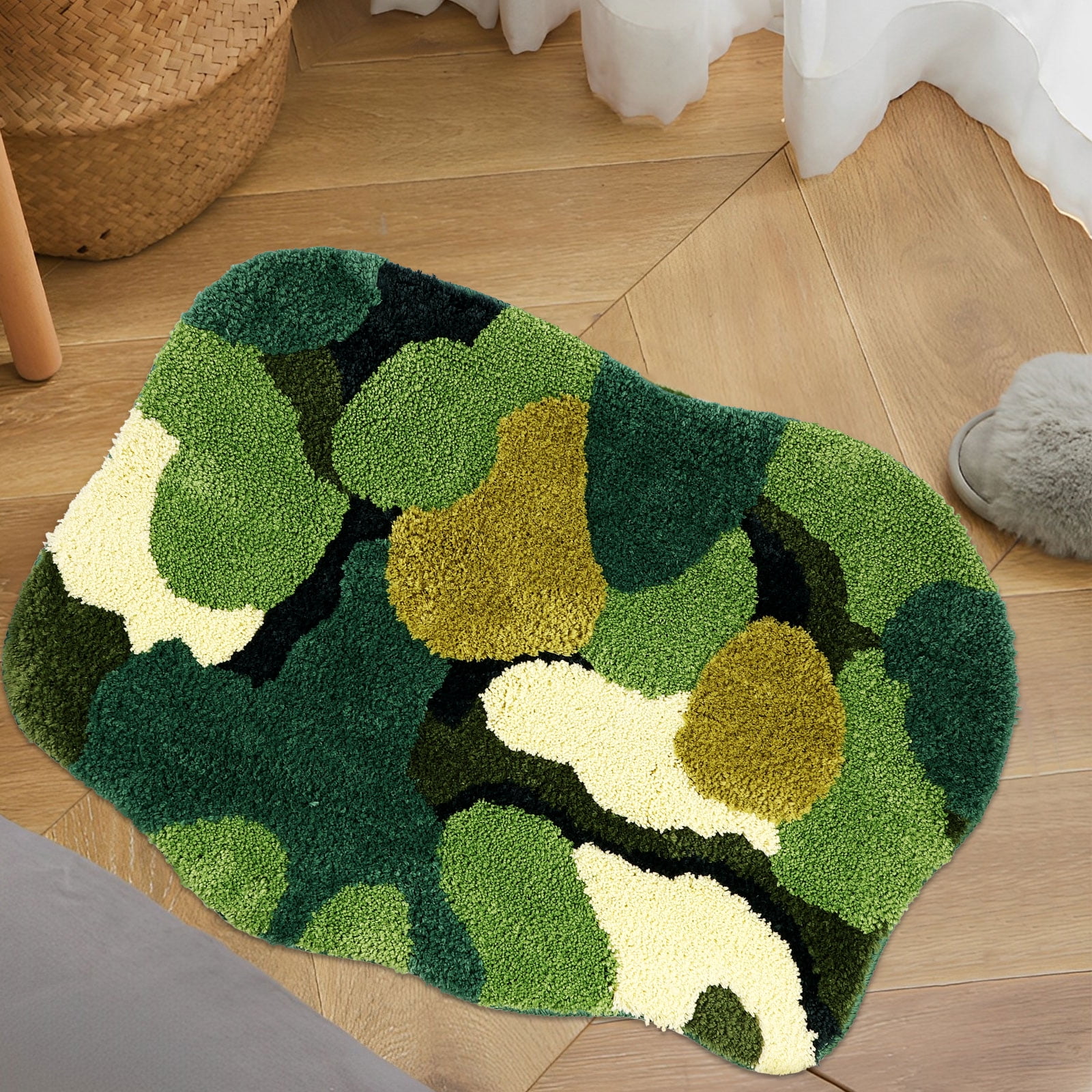 FUYGRCJ Green Moss Leaf Bath Mat NonSlip Moss Bathroom Rugs Super