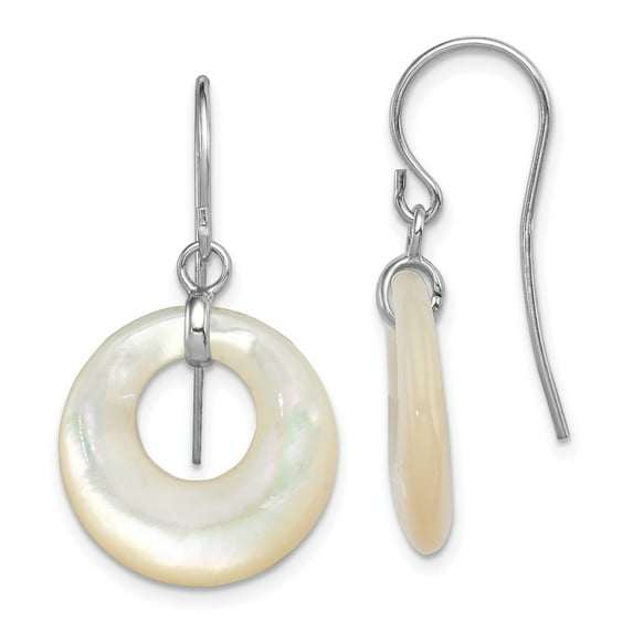 FB Jewels Sterling Silver Rhodium-platedMother of Pearl Earrings