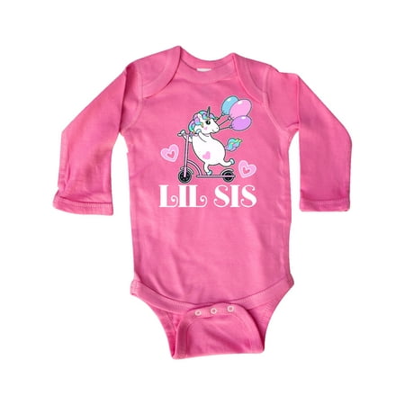 

Inktastic Lil Sis Unicorn Sister Announcement Gift Baby Girl Long Sleeve Bodysuit