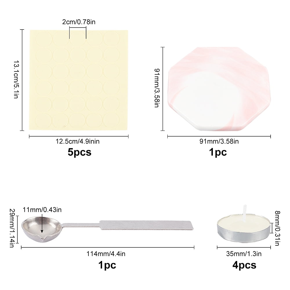 1 set DIY Scrapbook Making Kits Including Sealing Wax Particles Porcelain Cup Coasters Stainless Steel Wax Sticks Melting Spoon Candle and Label Stickers Mixed color 9mm 10 colors 30pcs/color 300pcs