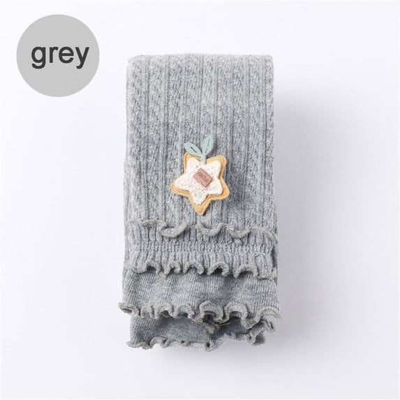 1-2Years Baby Girls Leggings Cotton Warm Pantyhose Candy Color Tight Baby Tights Ribbed Stockings GREY M