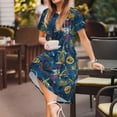thumbnail image 3 of Picia Halloween Elements Pattern Women's Short Sleeve Summer Dress Pleated Loose Swing Knee Length Short Sleeve Swing Dresses, 3 of 6