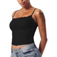 thumbnail image 4 of QIJUNTUO Women's Double-Lined Square Neck Camisole With Removable Padding For Club Wear Black, 4 of 8