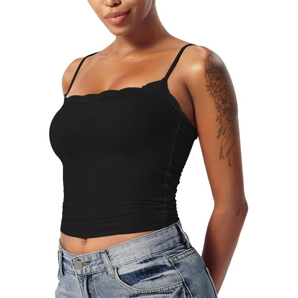 Tank Tops Under 20$, Black Black Tank Top Woman Baberdicy Lace Top