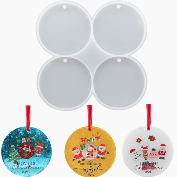 Molde de silicona para adornos navideños de 4 cavidades, 7,5 cm, FYJS