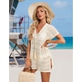thumbnail image 2 of Swimsuit Cover Up for Women V-Neck Crochet Beach Cover Up Loose Bathing Suit Cover Up with Tassel Tied Shermie, 2 of 7