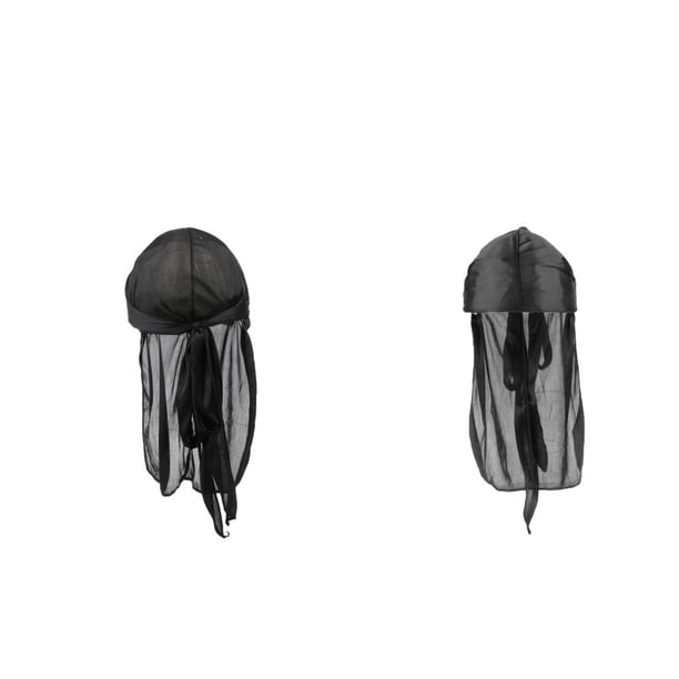 2pcs Unisex Silky Durag Long Tail Wave Hair Loss Headscarf Beanie Black Negro Colcomx Durag unisex