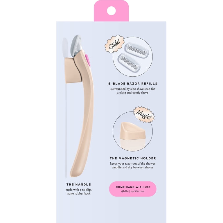 Billie Women's Razor Kit, 1 Handle + 2 Blade Refills + Magnetic