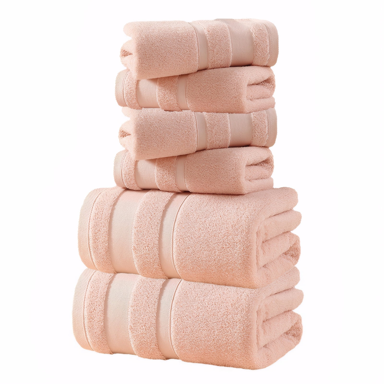 TOPCHANCES 6-Piece Towel Set, Ultra Absorbent Cotton Bath Towels Set (Pink)