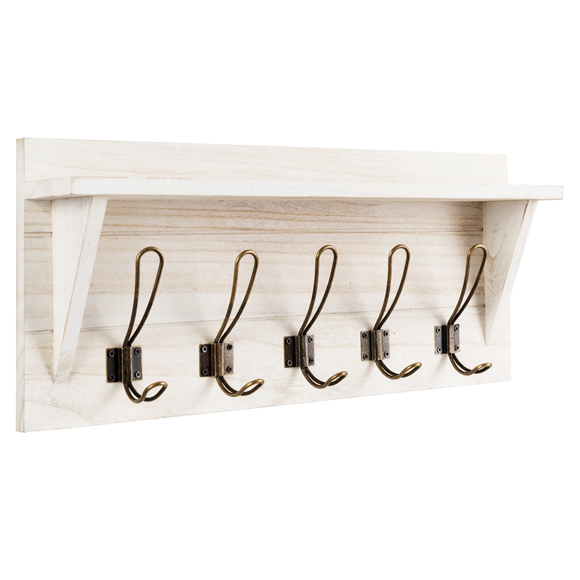 Coat Rack Wall Mounted with 4 Hooks Rustic Wood Clothes Hanger for Entryway 
