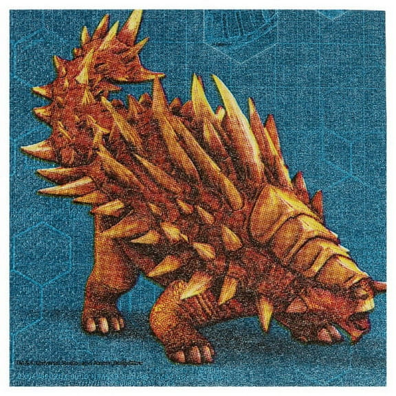 Jurassic World Blue and Orange Beverage Party Napkins, 5" x 5", 16 Ct.