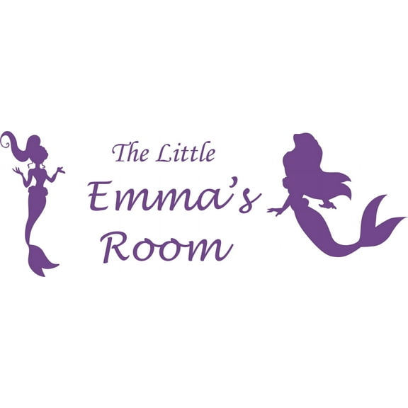 The Little Girls Room Mermaid Customized Wall Decal - Custom Vinyl Wall Art - Personalized Name - Baby Girls Boys Kids Bedroom Wall Decal Room Decor Wall Stickers Decoration Size (15x30 inch)