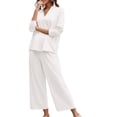thumbnail image 2 of Women Long Sleeved 2 Piece Outfits Sweatsuit V-neck Casual Knit Tops & Pants, 2 of 6
