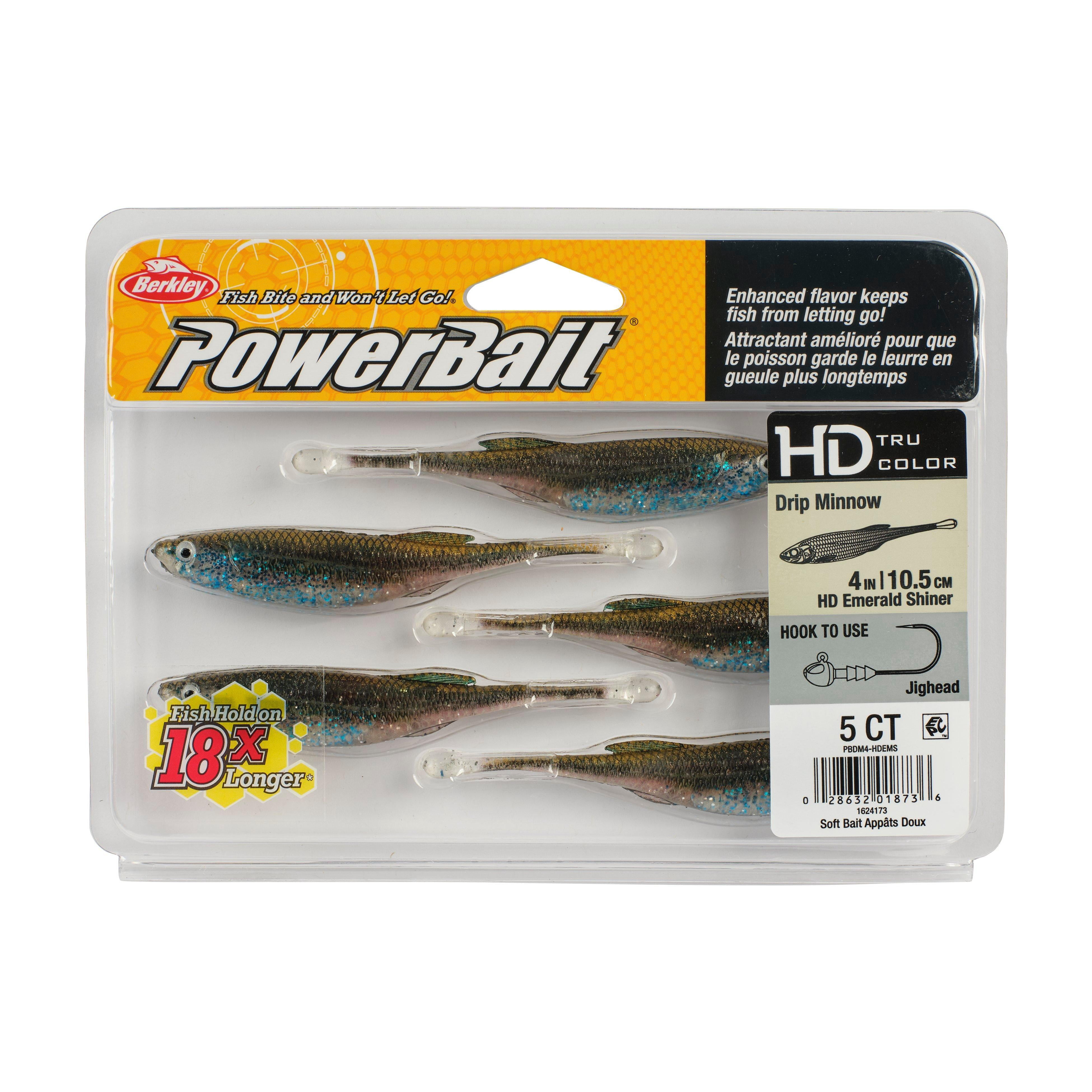Berkley PowerBait® Drip Minnow, 4 in, HD Emerald Shiner (5-Count)