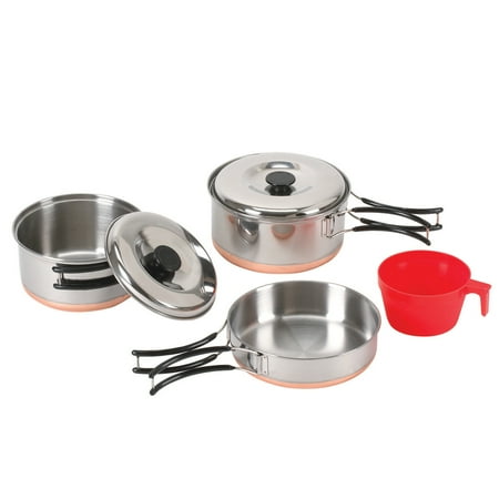 Multi Compact Cookset - Stansport One Person Stainless Cook Set