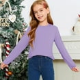 thumbnail image 5 of Otqutp Toddler Boys Girls Top Autumn Turtleneck Lapel Buckle Long Sleeved T Shirt Birthday School Toddler Solid Long Sleeve Lightweight Blouse(2-Purple,13-14 Years), 5 of 8