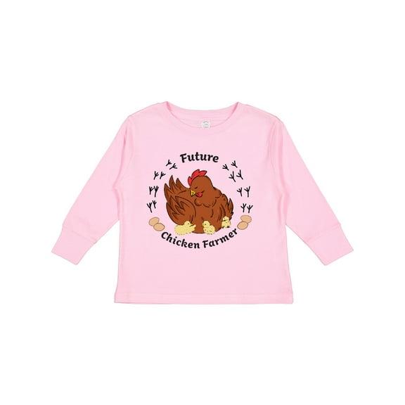 Inktastic Future Chicken Farmer-mother Hen and Chicks Boys or Girls Long Sleeve Toddler T-Shirt