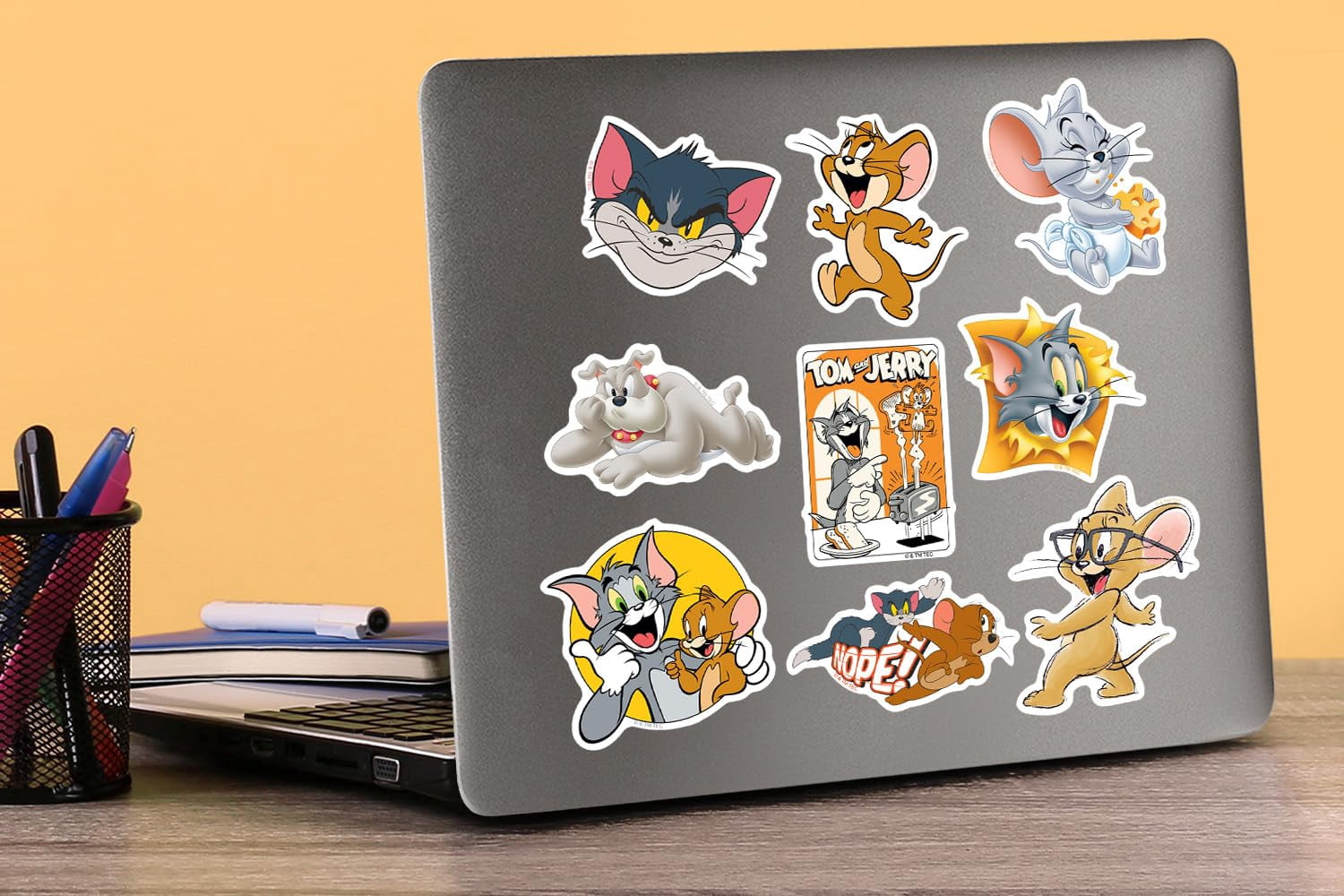 Tom and Jerry 200ct Vinyl Large Deluxe Sticker Variety Pack  Die-Cut Cartoon Decals for Laptop, Water Bottle, Scrapbooking, Tablet, Indoor & Outdoor Use
