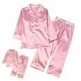 thumbnail image 2 of Pyjamas en Soie pour Bébé Garçon Fille Pyjamas Satin Ensemble 2 Pcs Tenue de Nuit Enfant Noël, 2 of 9