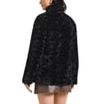 thumbnail image 3 of Abrigo de piel sintética para mujer, abrigo cálido de solapa con bolsillos, chaquetas esponjosas de invierno, color negro, 3 of 6